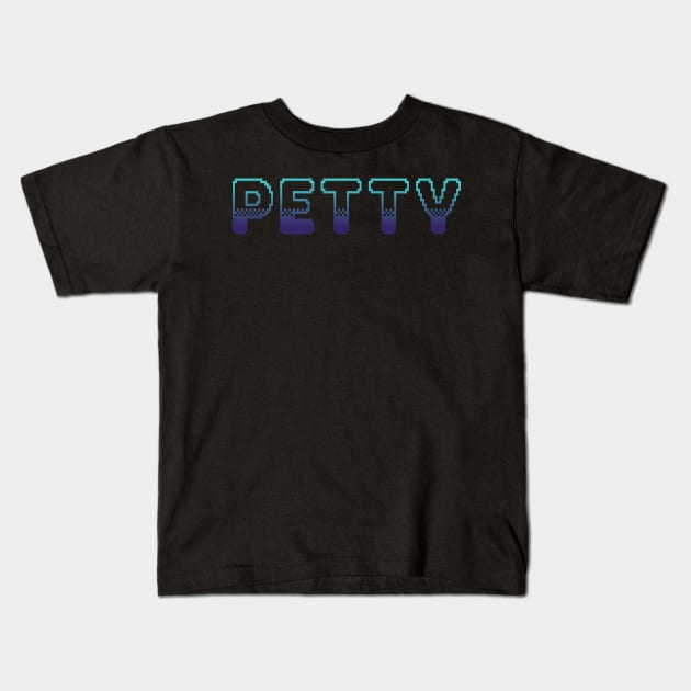 Petty Classic Video Game Graphic Blue Gradient Kids T-Shirt by ArtHouseFlunky